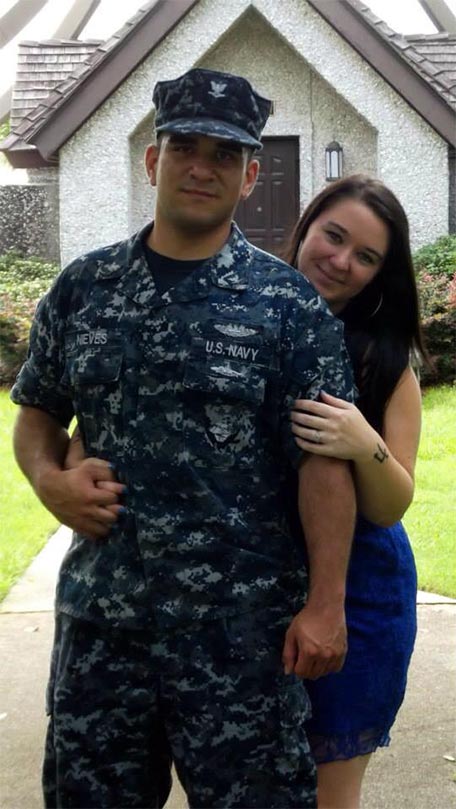 My husband MM2 Dionisio Nieves and I. Submariner for the U.S Navy and father of two beautiful girls :) currently deployed to an unknown place - Angela
