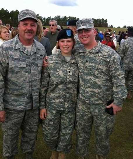 ... and current photo of my daughter, her father, and her husband!!!! She leaves for Afghanistan next week. God speed. - Pauline