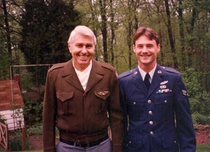 Here was my late father in his IKE Jacket and me in my uniform. This was taken back in 1990 after I got my Flight Engineer wings. My Dad was a Navigator. I have his jacket here and have restored it with his bars, wings and all insignias.