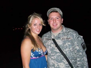 SPC Jordan of the United States Army with his wife Corrina on the night he deployed to Afghanistan. I love and miss you so much baby!