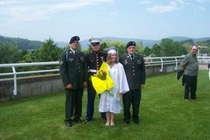 United States Vermont Army National Guard Spc. Tobin Hartshorn with his kids LCPL Matthew DeRosia of the United States Marine Corps, oldest son PFC Michael DeRosia of the United States Vermont Army National Guard and daughter