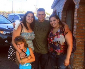 This is a picture of me, my cousin Cody Goss,my sister Sarah ,and my little cousin Meghan. This was a week before my cousin got shipped to Japan for the Marines for a two year stay. I am so proud of my cousin and I love him so much. Everytime I hear Dirt Road Anthem by Jason Aldean I think of him.